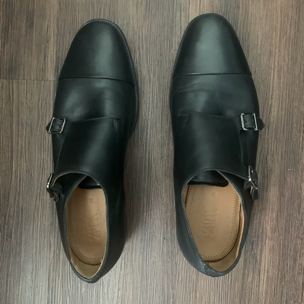 Zara Men's Black Monk Strap Shoes